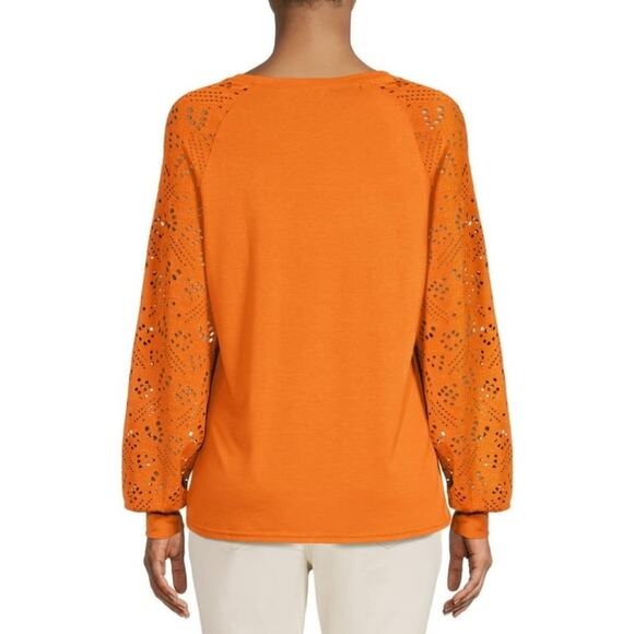 ❄️2/$5❄️[B9] Nine.Eight Women Casual Long Sleeve Round Neck Statement Pullover - Picture 2 of 5